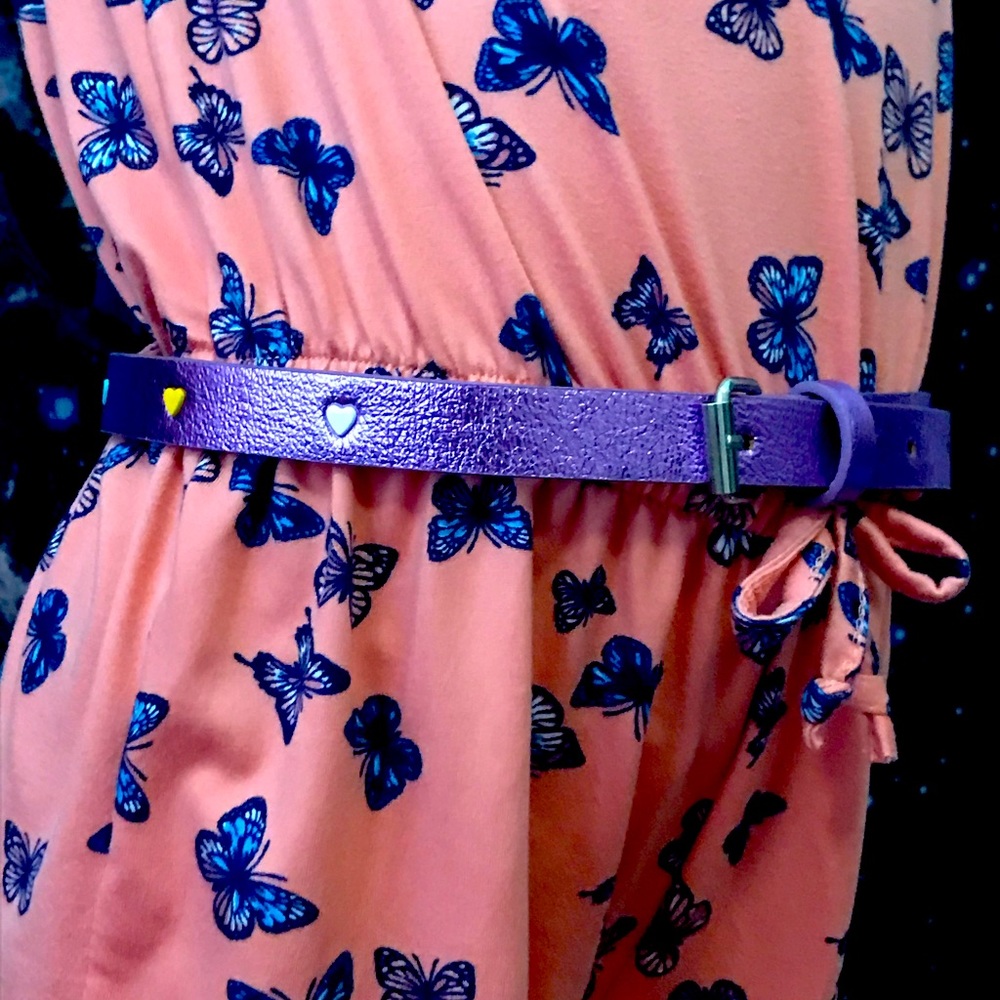 Girls (5T-6x+) 30 inch Metallic Purple Belt